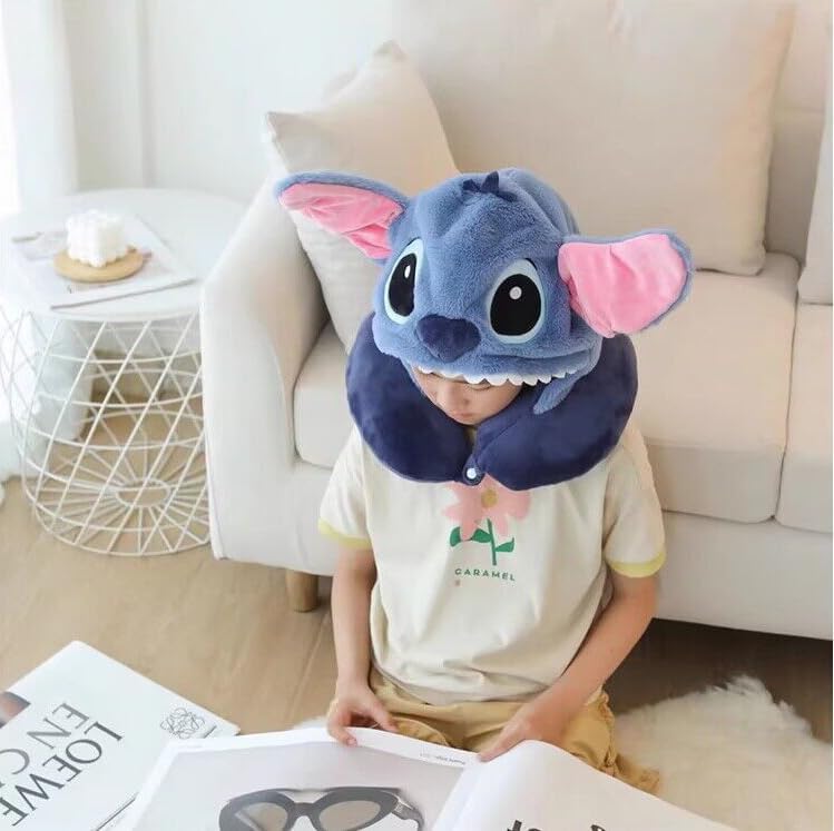 Finex Stitch Monster U-Shape Travel Home Car Neck Pillow for Kids Head Rest Driving Seat Cushion Cute Soft Comfy Cartoon Auto Accessories - Image 3